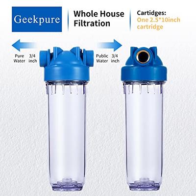 Geekpure 10-Inch Whole House Clear Water Filter Housing - 3/4NPT