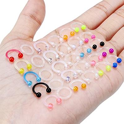 DBella 16G Clear Septum Retainer Acrylic Bioflex Septum Piercing Plastic  Lip Eyebrow Ear Nose Rings Horseshoe Cartilage Helix Rook Daith Tragus