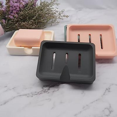 Silicone Soap Holder Tray Soap Dish Box Drain for Bathroom Kitchen Self- draining