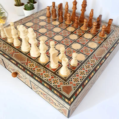 Hand Carved Olive Wood Chess Set A Great Gift for Any Chess 