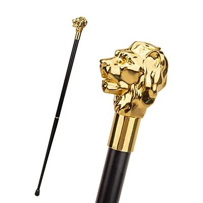 Gold Lion Head with Mustache Fashion Walking Stick Decorative