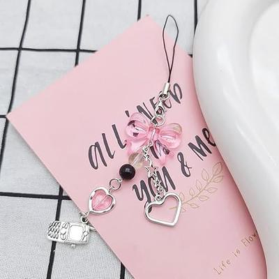 Cheap Phone Charm Strap Keychain Kawaii-Cute Keychain Lanyard String Black  Cross-Bow Beaded Chain Lanyard Y2K for Women Girl