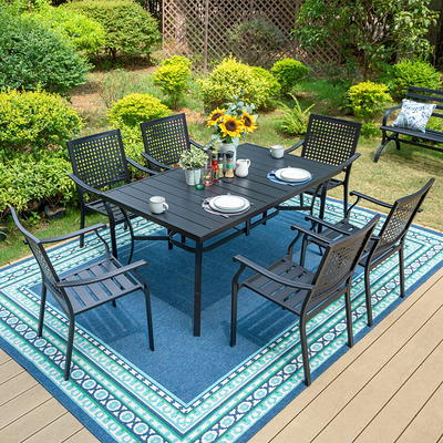 MF Studio 7 Pieces Outdoor Patio Dining Set Metal Patio Furniture