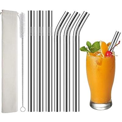 8 Pack Reusable Glass Drinking Straws - 10 inch x 10 mm - Smoothie Straws for Milkshakes, Frozen Drinks, Smoothies, Bubble Tea - Environmentally