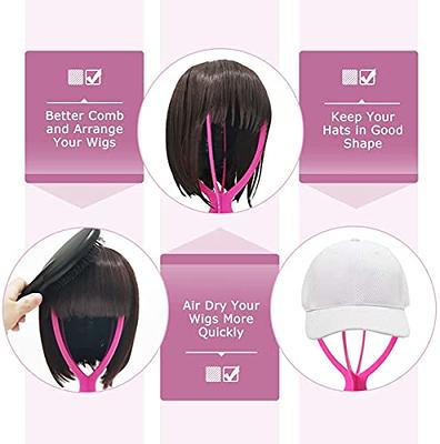 2 Pack wig stand 14.2 Inches wig holder for multiple wigs(Pink)