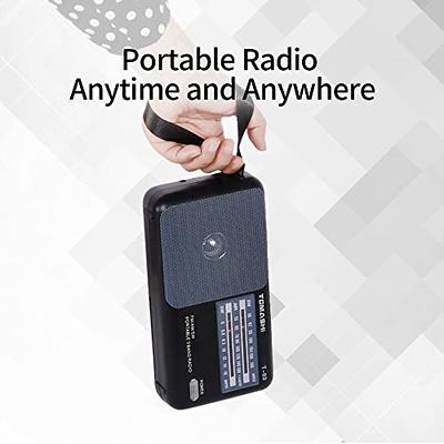 LEOTEC Portable AM FM Radio with Best Reception,Battery Operated or AC  Power,Big Speaker,Large Tuning Knob,Clear Dial,Earphone Jack for