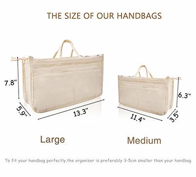 Vercord Canvas Handbag Organizers, Sturdy Purse Insert Organizer Bag in  Bag, 10 Pockets Beige Small