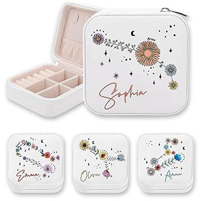 callie Personalized Zodiac Travel Jewelry Case,Custom Travel