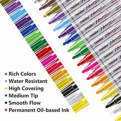 Overseas Paint Marker Pens - 54 Colors Permanent Oil Based Paint Markers,  Medium Tip, Quick Dry and Waterproof Assorted Color Paint Pen for Metal