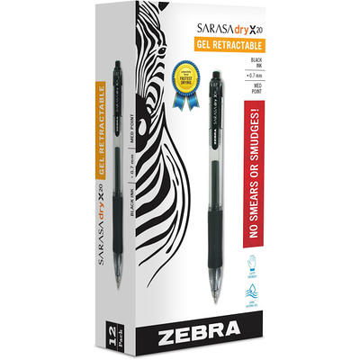 Zebra® Sarasa® Gel Ink Retractable Pens, Medium Point, 0.7 mm, Clear Barrel,  Black Ink, Pack Of 12 - Yahoo Shopping