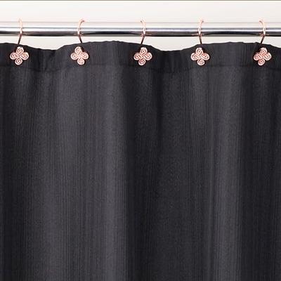 White Shower Curtain Hooks - 1 Set Of 12 White And Pink Flower
