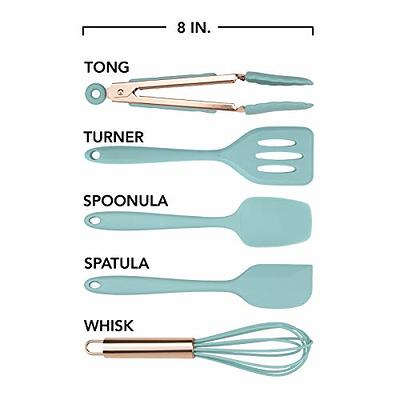 Cook with Color Mini Silicone Kitchen Utensils Set, Whisk, Tongs, Spatula,  Spoonula, Turner 