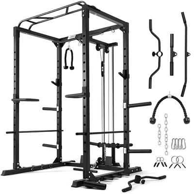 Sunny Health & Fitness Black Freestanding Pull-Up Bar with Lat Pulldown  Attachment - Multiple Grips - 200 lb. Weight Capacity