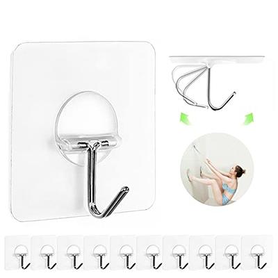 4 Pcs White Towel Adhesive Hooks for Tile Wall Stainless Steel