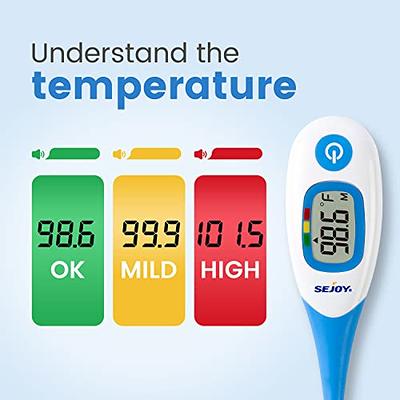 Thermometer for Fever, Quick Reading Digital Waterproof Oral Thermometer  with Fever Indicator and Memory Recall, Best Accurate Rectum Armpit Reading