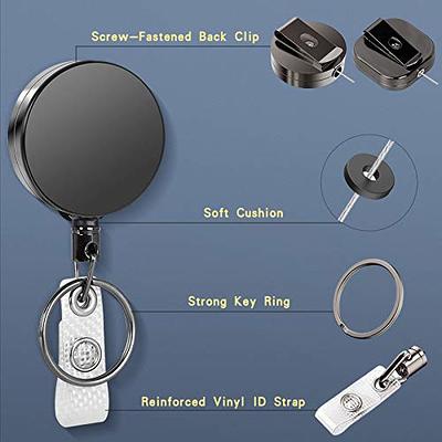WWW (2 Pack) Heavy Duty Metal Retractable Badge Holders Reel with  [Carabiner] [Belt Clip Key Ring ] and [2pcs Plastic ID Card Holders] 25  inches Reinforced Wire Cord,Round and Square - Yahoo Shopping