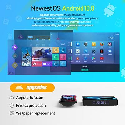 Android 10.0 TV Box 4GB / 32GB, Dual WiFi 2.4GHz/5GHz Bluetooth 5.0 6K  Ultra HD/ 3D/ H.265 Ethernet with Mini Wireless Backlit Keyboard