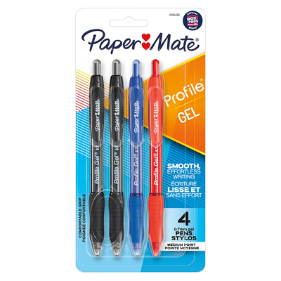 TUL GL Series Retractable Gel Pens, Fine Point, 0.5 mm, Silver Barrel, Blue  Ink, Pack Of 12 Pens