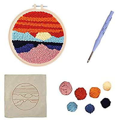 2 Pack Punch Needle Embroidery Starter Kits for Kids and Adults Beginners  with Punch Needle Tool,Threader, Stamped Fabric Embroidery,Hoop,Pen, Tulip  