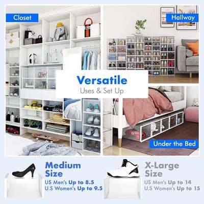 Shoe Boxes Shoe Containers Shoe Organizer for Closet Shoe Storage Boxes Clear Shoe Boxes Stackable Large Shoe Storage Boxes with Hard Plastic Shoe Box