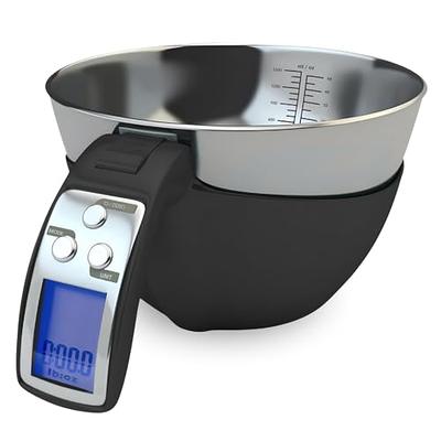 Fradel Digital Kitchen Food Scale with Bowl (Removable) and Measuring Cup -  Stainless Steel, Backlight, 11lbs Capacity - Cooking, Baking, Gym, Diet -  Precise Measuring (Black) - Yahoo Shopping