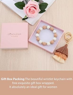 Silicone Keychain Bracelet For Women Beaded Keyring Wristlet House Car Keys  Ring Holder With Gift Box