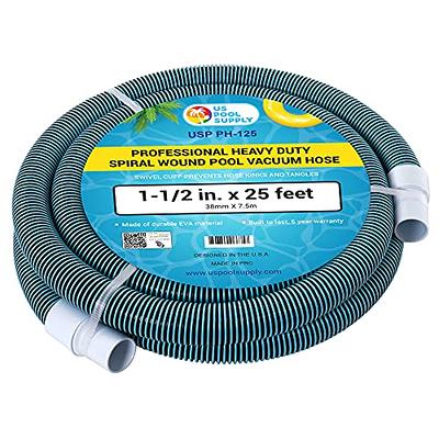 U.S. Pool Supply 1-1/2 x 25 Foot Professional Heavy Duty Spiral Wound  Swimming Pool Vacuum Hose with Kink-Free Swivel Cuff, Flexible - Connect to  Vacuum Heads, Skimmer, Filter Pump Inlet, Accessories 