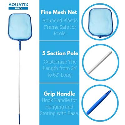 Aquatix Pro Pool Skimmer 5ft Long, 5 Section Connecting Pole with