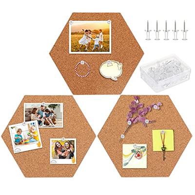 BlueGift Hexagon Cork Board Tiles 11.81”X 10.24” – 1/2” Thick Self Adhesive  Cork Board for Wall - 4 Pack Bulletin Board Pin Board Cork Tiles for