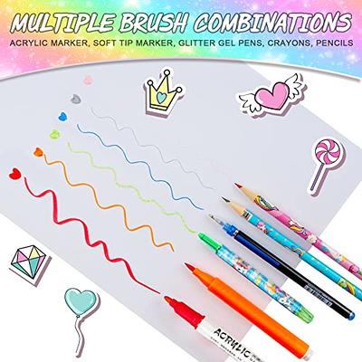 Caliart 24-Color Shimmer Markers Set, Double-Line Drawing Doodle