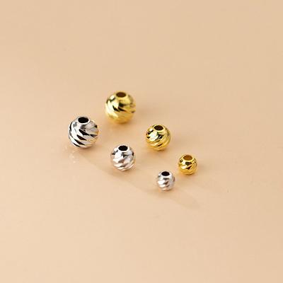 18K Yellow Gold Filled Round Corrugated Loose Spacer Beads For Jewelry  Making