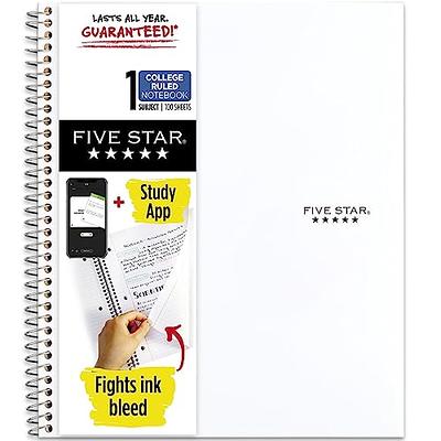 Five Star Spiral Notebook, 1 Subject, College Ruled Paper, 100