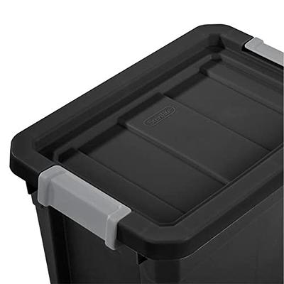 Sterilite 19 Gallon Plastic Stacker Tote, Heavy Duty Lidded Storage Bin  Container for Stackable Garage and Basement Organization, Black, 6-Pack