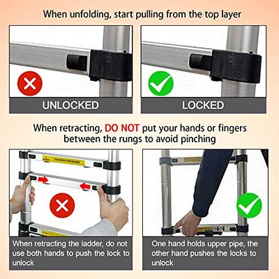 10.5 Ft Stainless Steel Telescoping Ladder Telescopic Extension