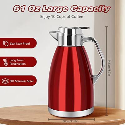 Stainless Steel Vacuum Insulated Thermal Coffee Carafe Water  PitcherLeak-proof