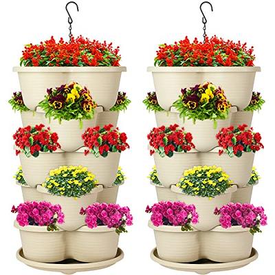 Mr. Stacky 5 Tier Stackable Strawberry, Herb, Flower, and Vegetable Planter  - Vertical Garden Indoor/Outdoor