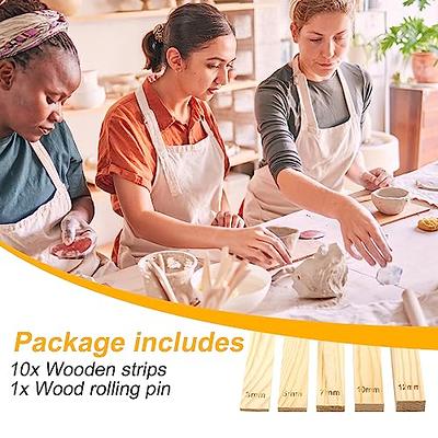 10Pcs Pottery Teaching Rolling Mud Stick Guide, Wooden Clay Rolling Pin for  Clay Tools, Pottery Tools with Clay Slab Roller & Clay Guides Sticks