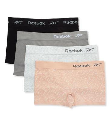 Reebok Women's Seamless Boyshort Panty - 4 Pack in Rose/Grey/Black  (31UH107), Size Medium