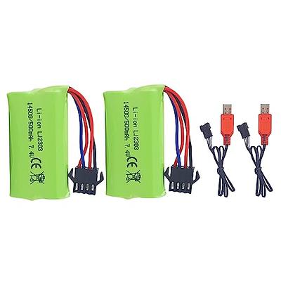 Threeking 3.7V 500mAh 14500 Rechargeable Li-ion Battery SM-2P Joint with  USB Charger for Rc Remote Control Car Toys - Yahoo Shopping