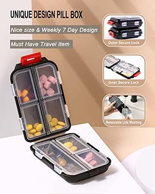 4 Pack Pill Case Portable Small Weekly Travel Pill Organizer Portable  Pocket Pill Box Dispenser for Purse Vitamin Fish Oil Compartments Container  Medicine Box by M MUCHENGBAO 