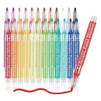 QBIX Acrylic Paint Marker Pens 2-4 mm – 12 pcs Pen Set for Rock Painting,  DIY Craft Projects, Ceramic, Glass, Canvas, Wood, Metal – Ultimate Paint