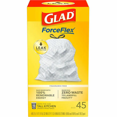 Glad ForceFlexPlus Drawstring Trash Bags 30 Gallons Black 50 Per Box Carton  Of 3 Boxes - Office Depot