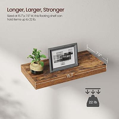 QEEIG Floating Shelves Bathroom Decor- Wall Mounted Shelf Bedroom Farmhouse Small 16 inch Set of 2, Rustic Brown (008-40BN)