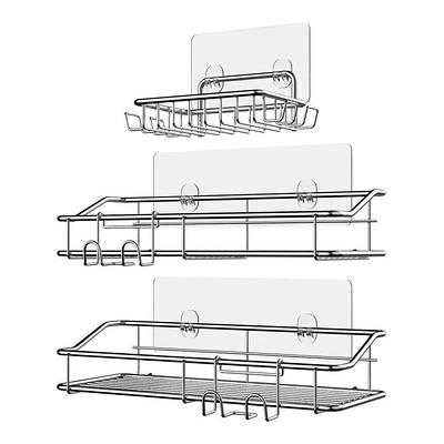 Kayfia Shower Caddy Basket Shelf with Soap Holder, 3 Pack Adhesive