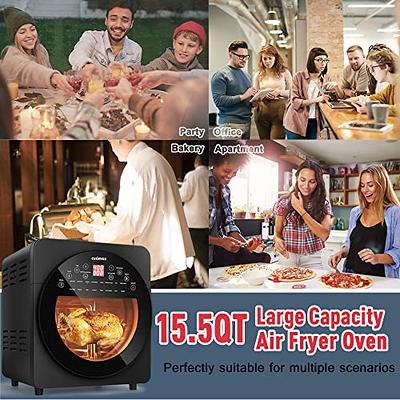 16-in-1 Air Fryer 15.5 qt Toaster Rotisserie Dehydrator Oven, Black
