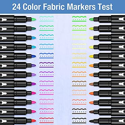 Shuttle Art Fabric Markers Pens, 30 Colors Dual Tip Fabric Markers  Permanent No Bleed Markers for T-Shirts Sneakers, Non-Toxic & Child Safe  Permanent