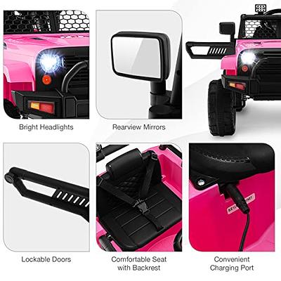 HONEY JOY Pink Ride On Truck, 12V Battery Powered Vehicle Ride On
