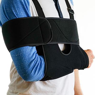 Shoulder Sling by Vive - Shoulder Abduction Pillow for Injury Support - Arm  Immobilizer for Rotator Cuff Surgery & Broken Arm - Brace Includes Pockets  Foam Stress Ball and Wedge (Black) 