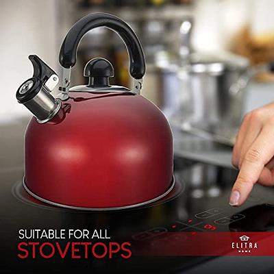 Elitra Home Stove Top Whistling Fancy Tea Kettle - Stainless Steel