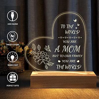 VASERINKBeneCharm Mom Gifts from Daughters - Mom Birthday Gifts, Idea Mom  Gifts for Mothers Day, Thanksgiving, Christmas - Personalized Acrylic Sleep  Night Light with Base 